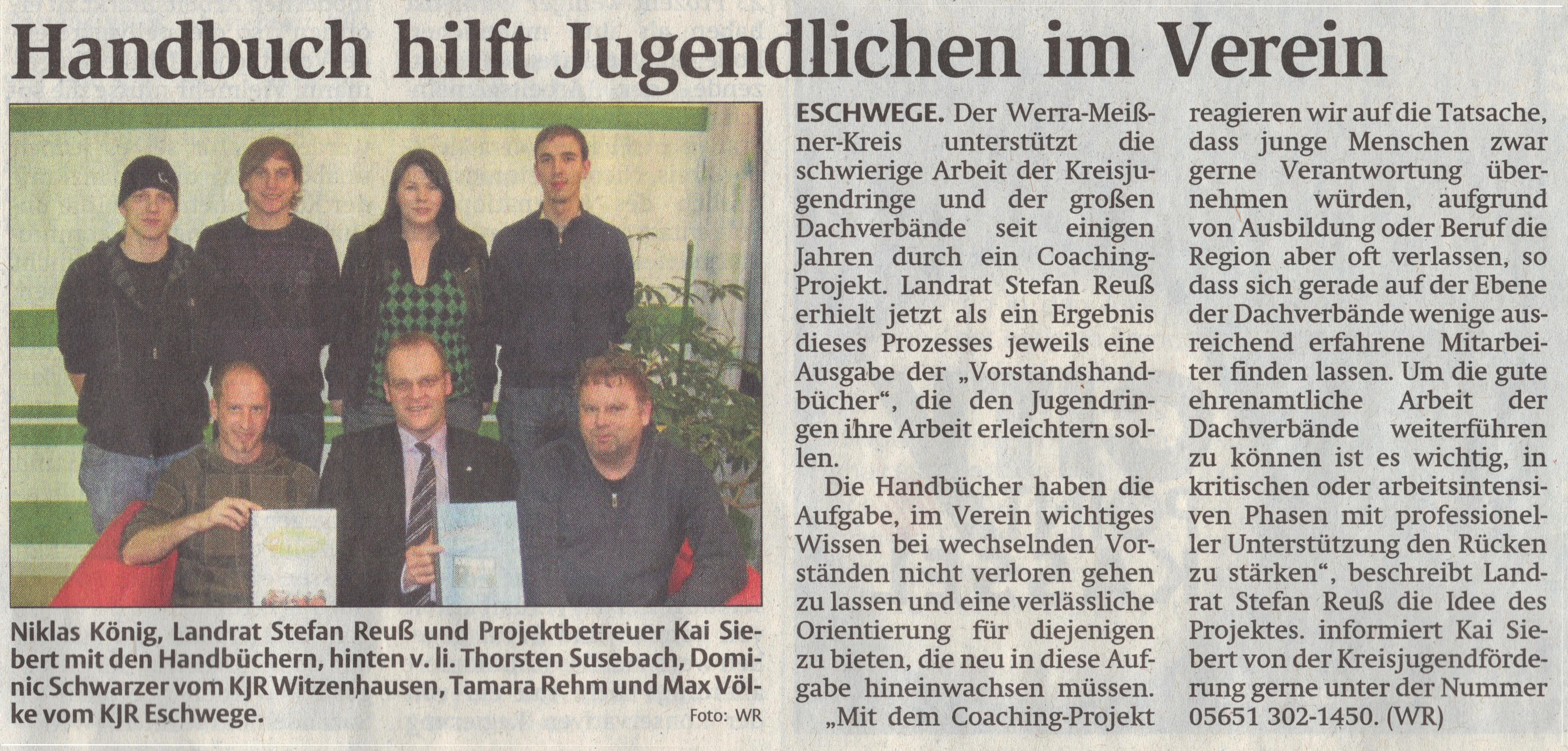 Coaching - Handbuch hilft Jugendlichen im Verein - WR 11.03.2010